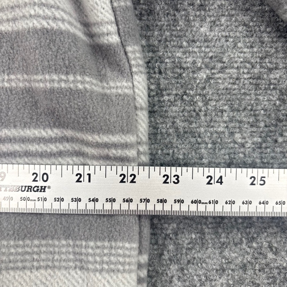 Voyager Fleece Shirt Jacket Medium Gray Striped Sherpa Lined Mens - Picture 6 of 7